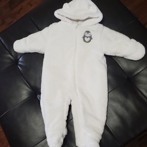 Cute bear ear warm hooded zipper jumpsuit